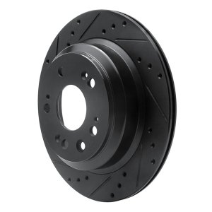 Acura RL Brake Rotor (1) - Rear Left - R1 Concepts - Drilled & Slotted - Black - `05-`12